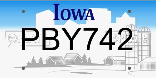 PBY742 Iowa License Plate