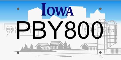 PBY800 Iowa License Plate