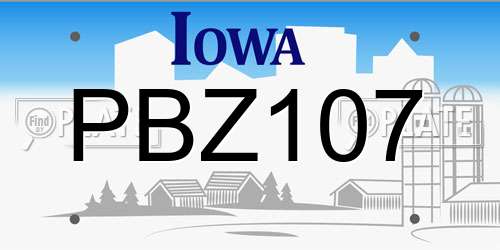 PBZ107 Iowa License Plate