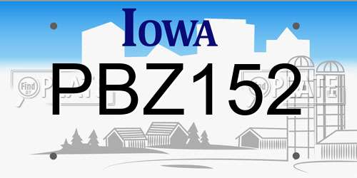 PBZ152 Iowa License Plate