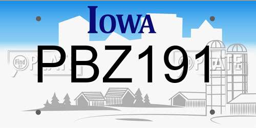 PBZ191 Iowa License Plate