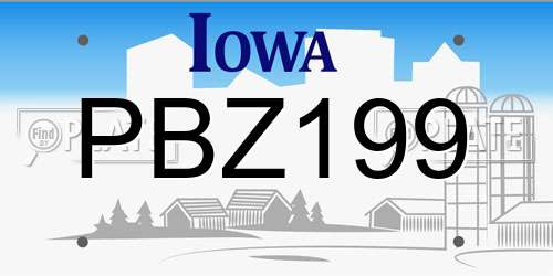 PBZ199 Iowa License Plate