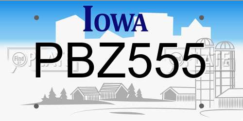 PBZ555 Iowa License Plate