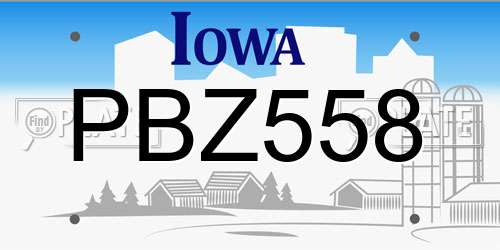PBZ558 Iowa License Plate