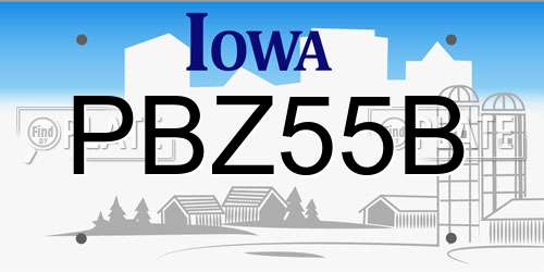 PBZ55B Iowa License Plate