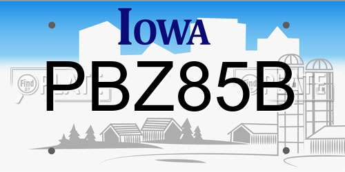 PBZ85B Iowa License Plate