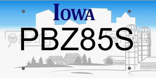 PBZ85S Iowa License Plate