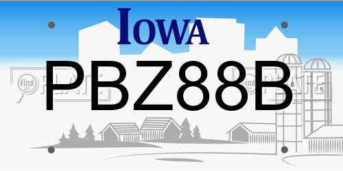 PBZ88B Iowa License Plate