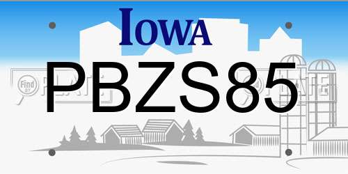 PBZS85 Iowa License Plate