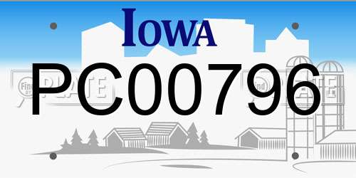 PC00796 Iowa License Plate