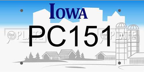 PC151 Iowa License Plate