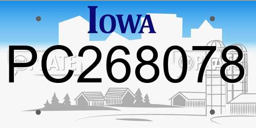 PC268078 Iowa License Plate