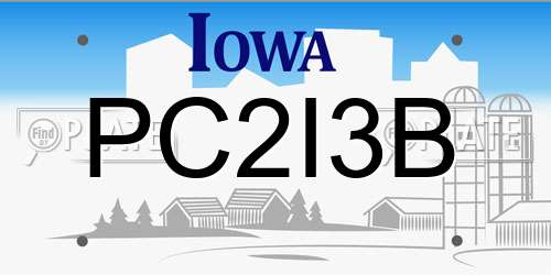 PC2I3B Iowa License Plate