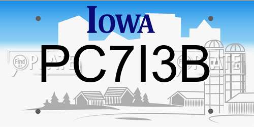 PC7I3B Iowa License Plate