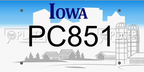 PC851 Iowa License Plate
