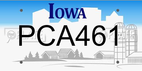 PCA461 Iowa License Plate