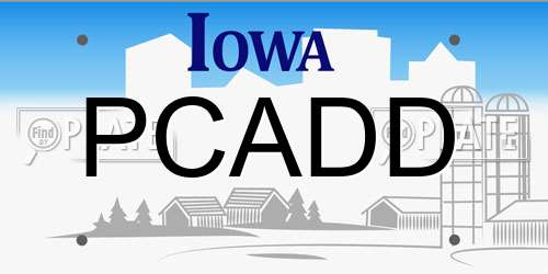 PCADD Iowa License Plate