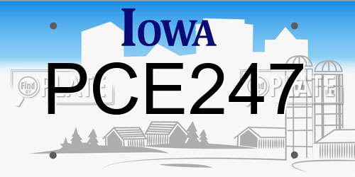 PCE247 Iowa License Plate