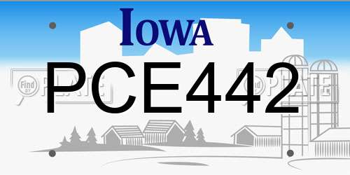 PCE442 Iowa License Plate