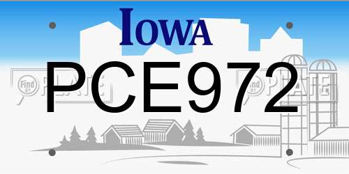 PCE972 Iowa License Plate