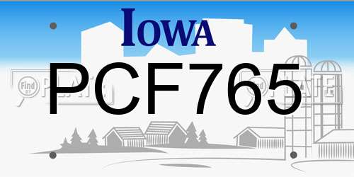 PCF765 Iowa License Plate