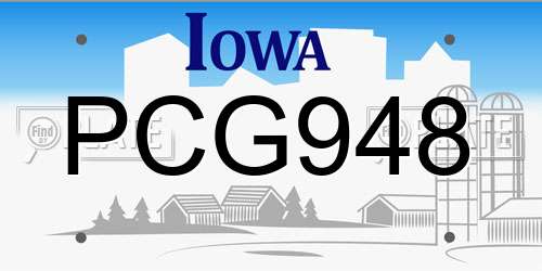 PCG948 Iowa License Plate