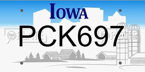 PCK697 Iowa License Plate