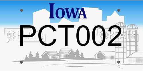 PCT002 Iowa License Plate
