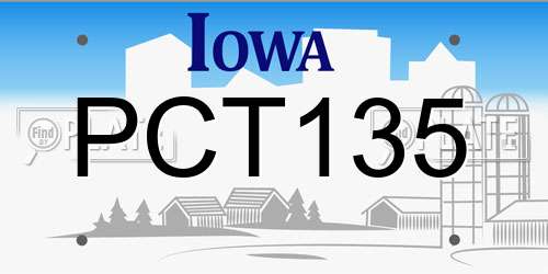 PCT135 Iowa License Plate