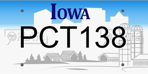 PCT138 Iowa License Plate