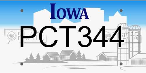 PCT344 Iowa License Plate