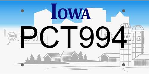 PCT994 Iowa License Plate