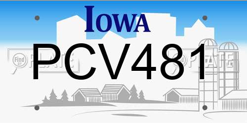 PCV481 Iowa License Plate