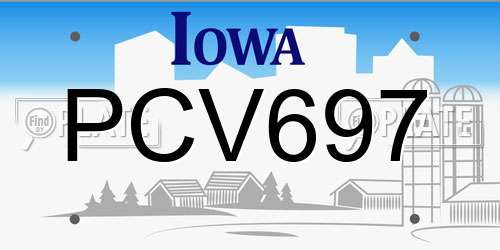 PCV697 Iowa License Plate