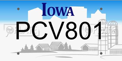 PCV801 Iowa License Plate