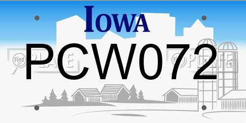 PCW072 Iowa License Plate