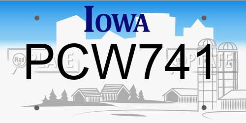 PCW741 Iowa License Plate