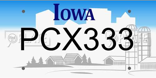 PCX333 Iowa License Plate