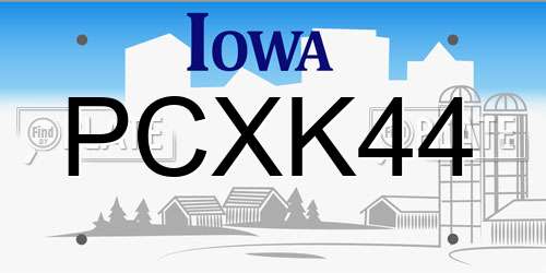 PCXK44 Iowa License Plate