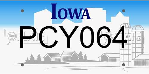 PCY064 Iowa License Plate