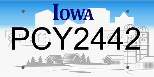 PCY2442 Iowa License Plate