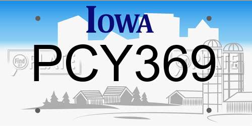 PCY369 Iowa License Plate
