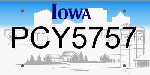 PCY5757 Iowa License Plate