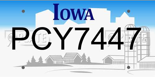 PCY7447 Iowa License Plate
