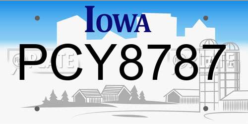 PCY8787 Iowa License Plate