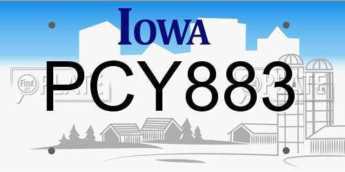 PCY883 Iowa License Plate