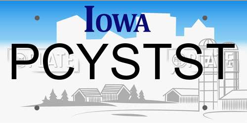 PCYSTST Iowa License Plate