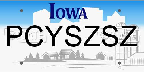 PCYSZSZ Iowa License Plate