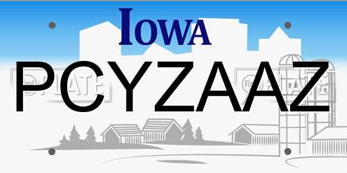 PCYZAAZ Iowa License Plate