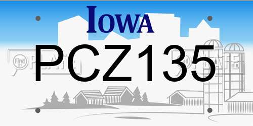 PCZ135 Iowa License Plate
